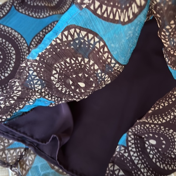 🔥2 x HP🔥VTG Tory Burch Silk Dress Sz 2/4, turquoise/brown pattern - Picture 14 of 15